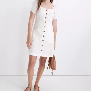 Madewell Linen-Cotton Puff-Sleeve Mini Dress Size 10